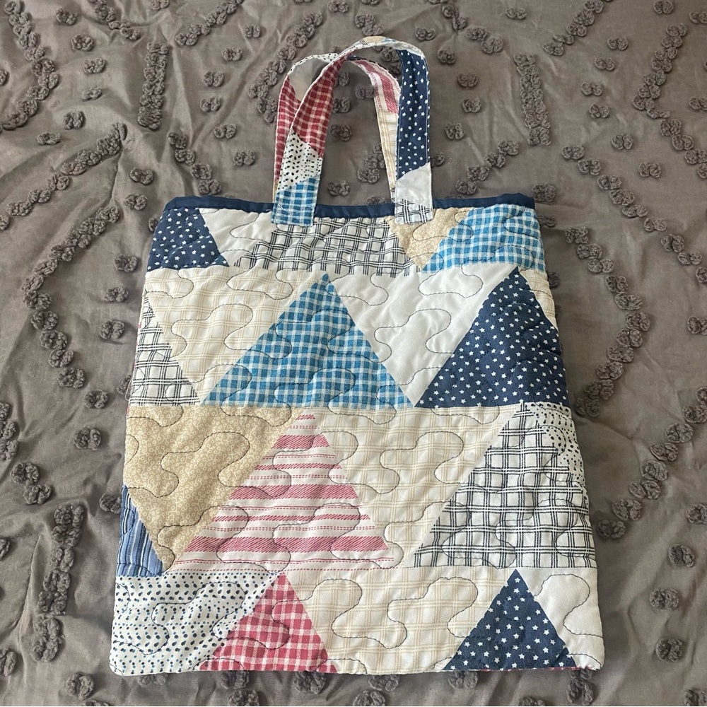 Vintage Quilted Patchwork Granny Tote Bag